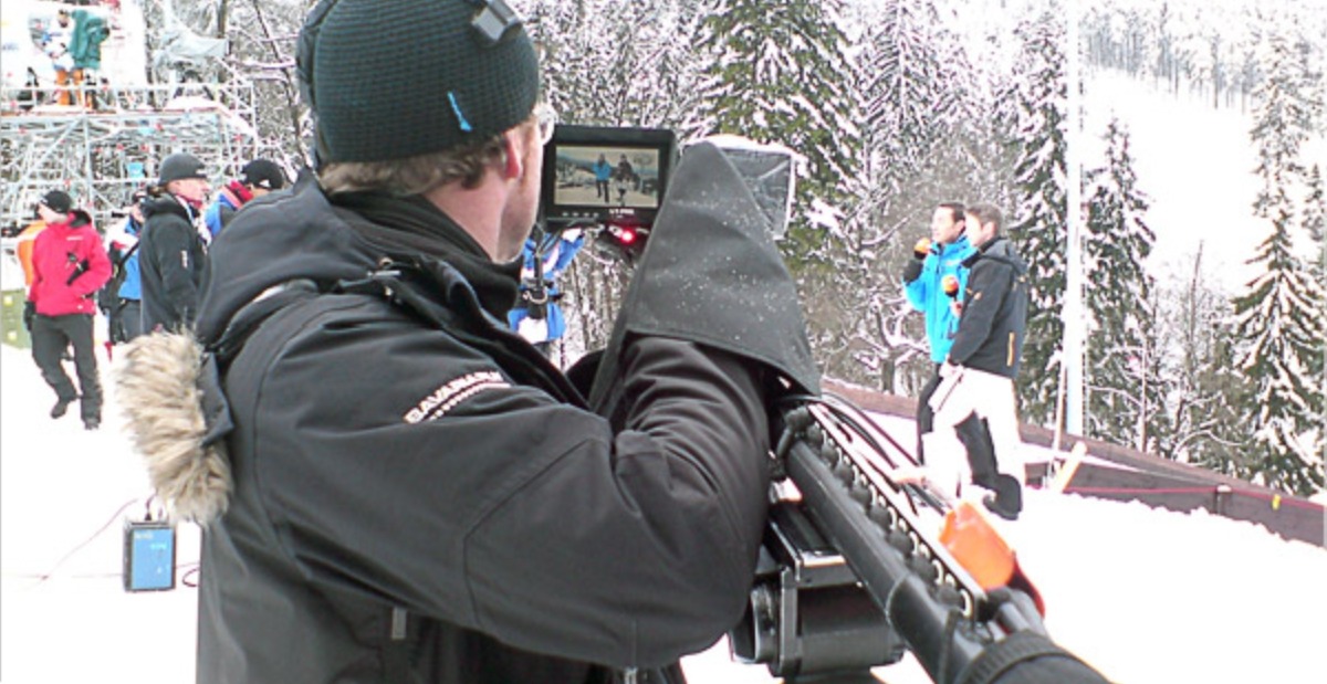 Polecam-Operator im Schnee bei der Nordischen Ski-WM in Liberec